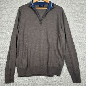 Brooks Brothers Mens Sz L Merino Wool Half-Zip Preppy Academia Grandpa Brown